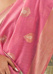 Pink Art Silk Woven Saree