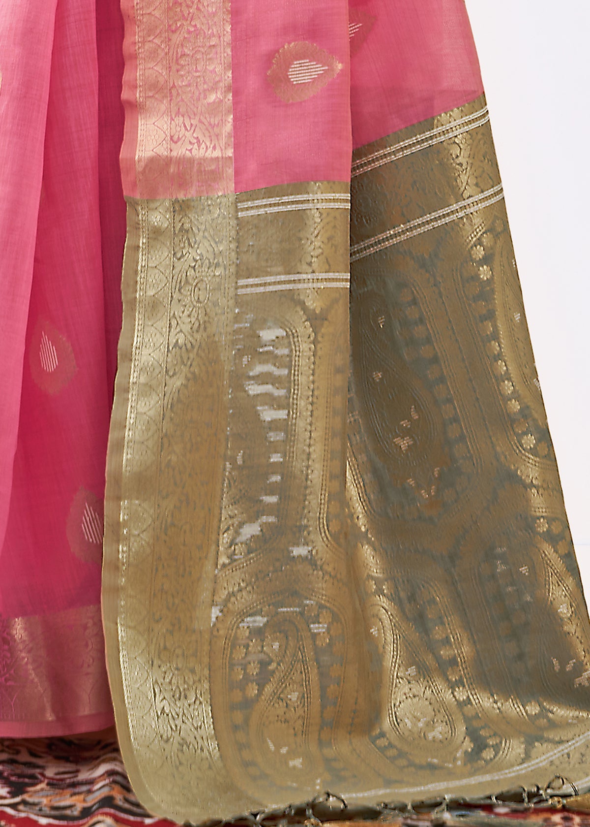 Pink Art Silk Woven Saree