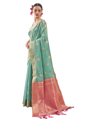 Cyan Art Silk Woven Saree