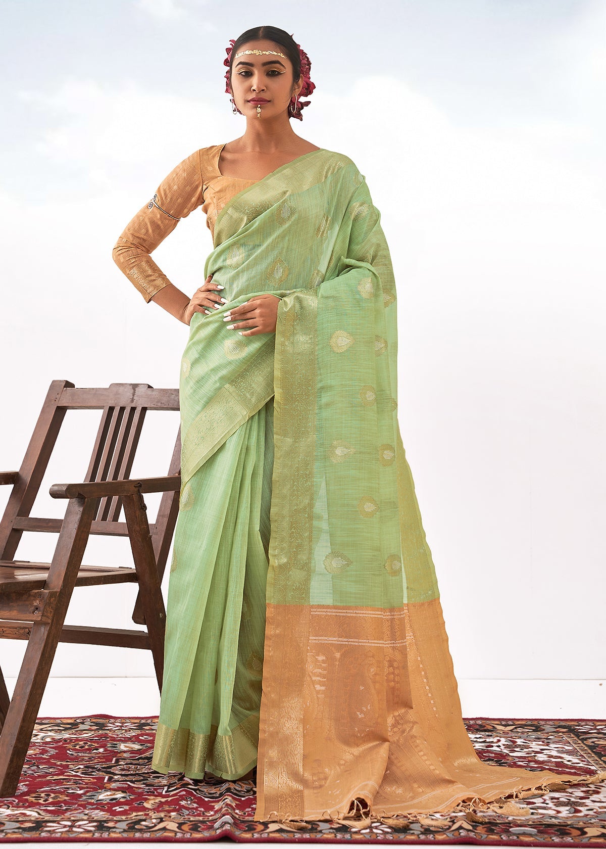 Light Green Art Silk Woven Saree