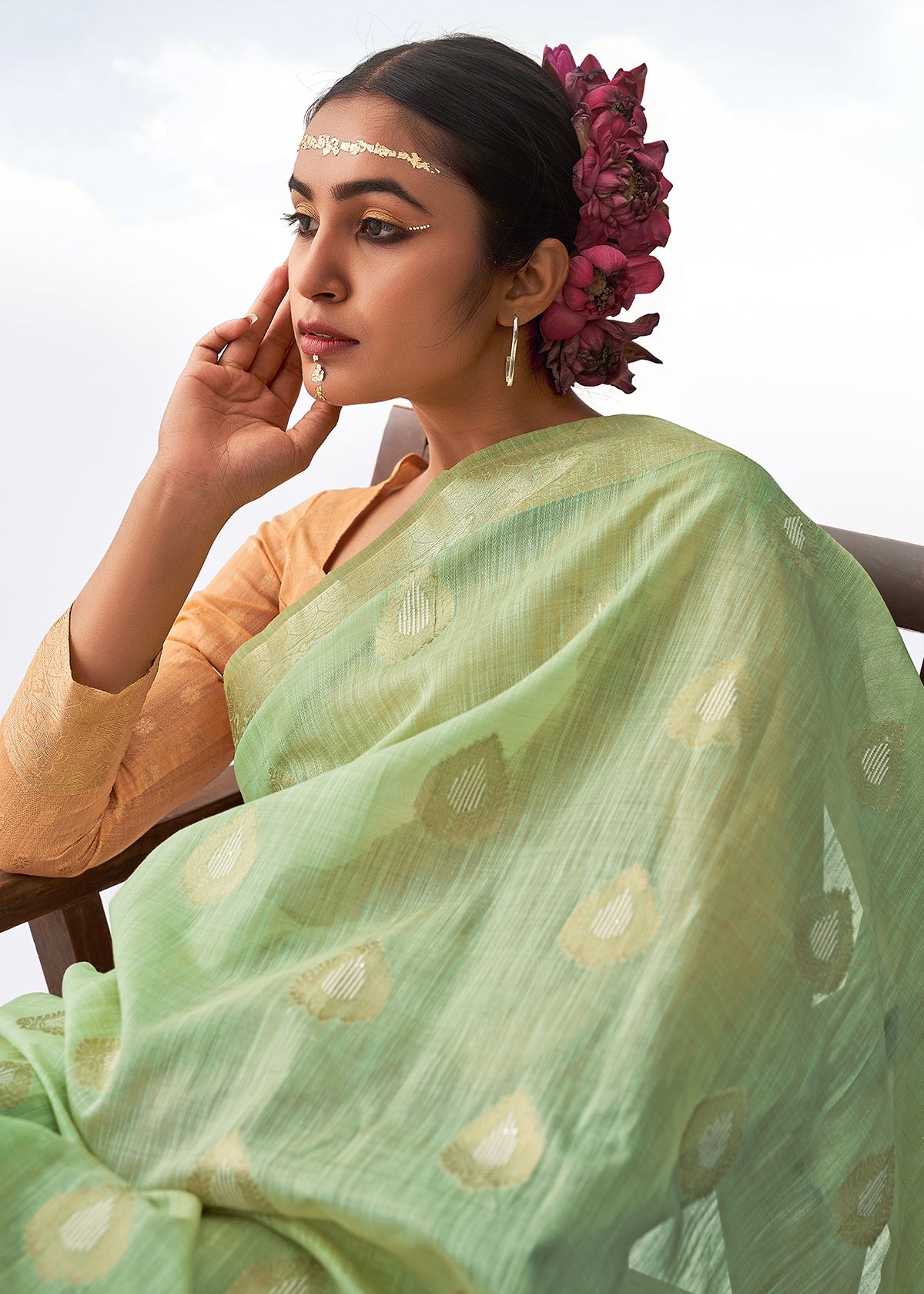 Light Green Art Silk Woven Saree