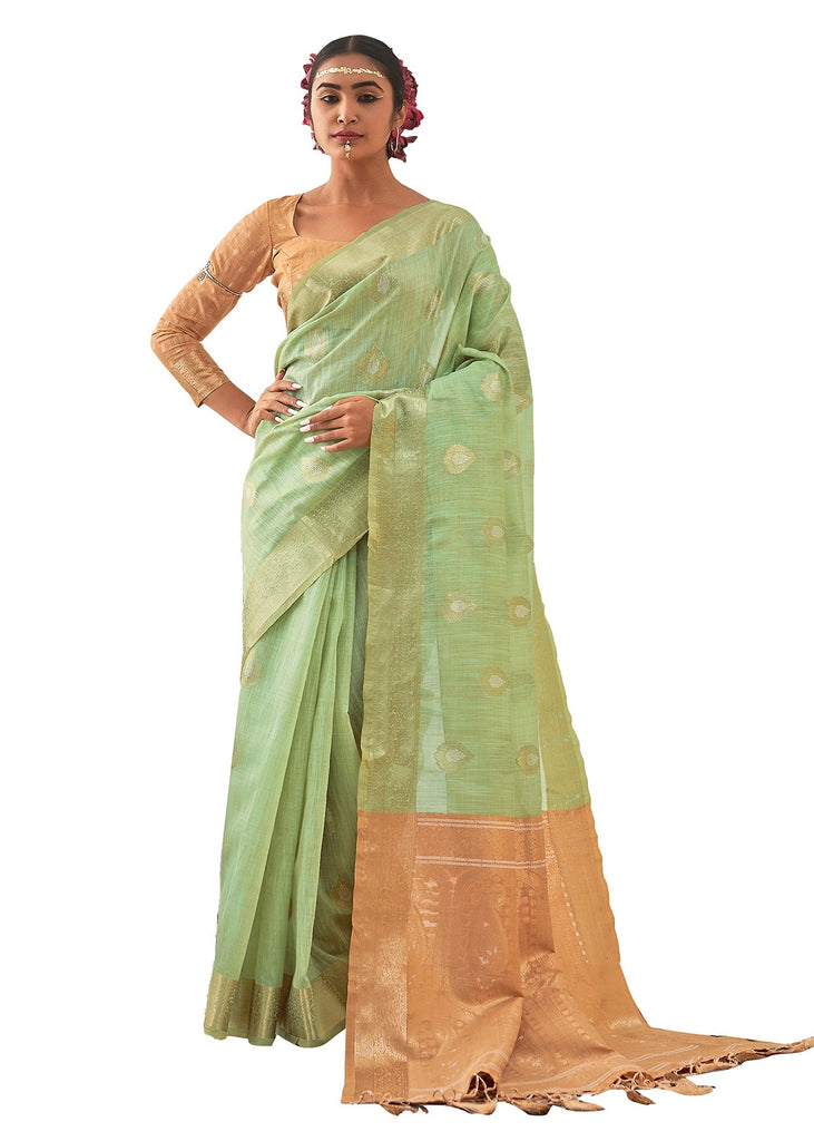Designer Ethnicwear Light Green Art Silk Woven Saree