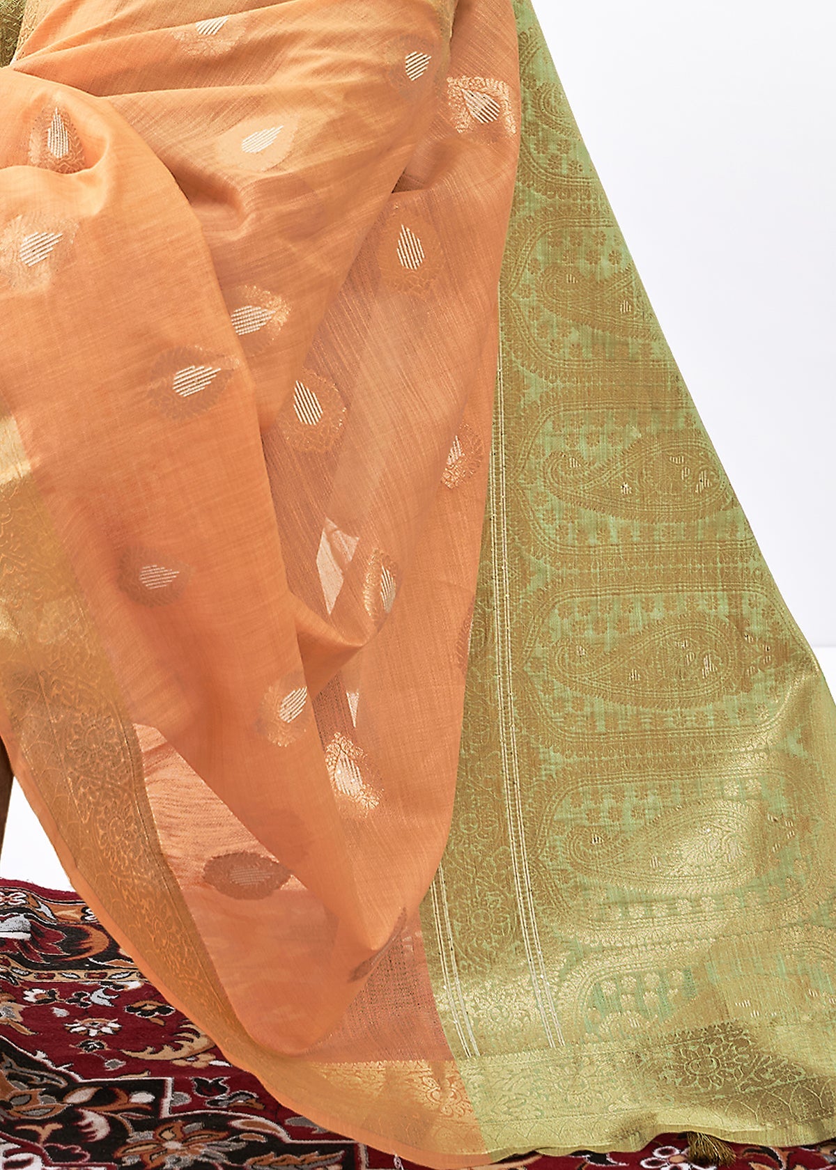 Peach Art Silk Woven Saree