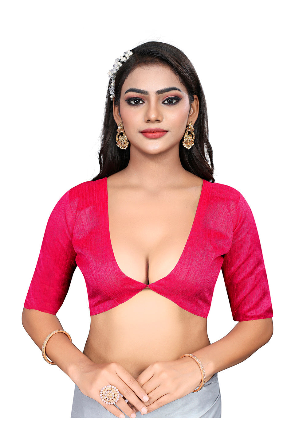 Pink Georgette Sequins Embroidery Saree