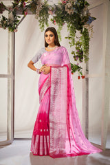 Pink Cotton Silk Embroidery Saree