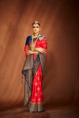 Red Banarasi Art Silk Woven Saree