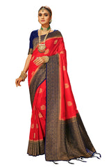 Red Banarasi Art Silk Woven Saree