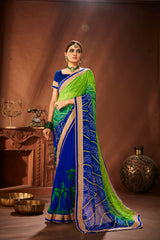 Navy Blue Georgette Embroidery Saree