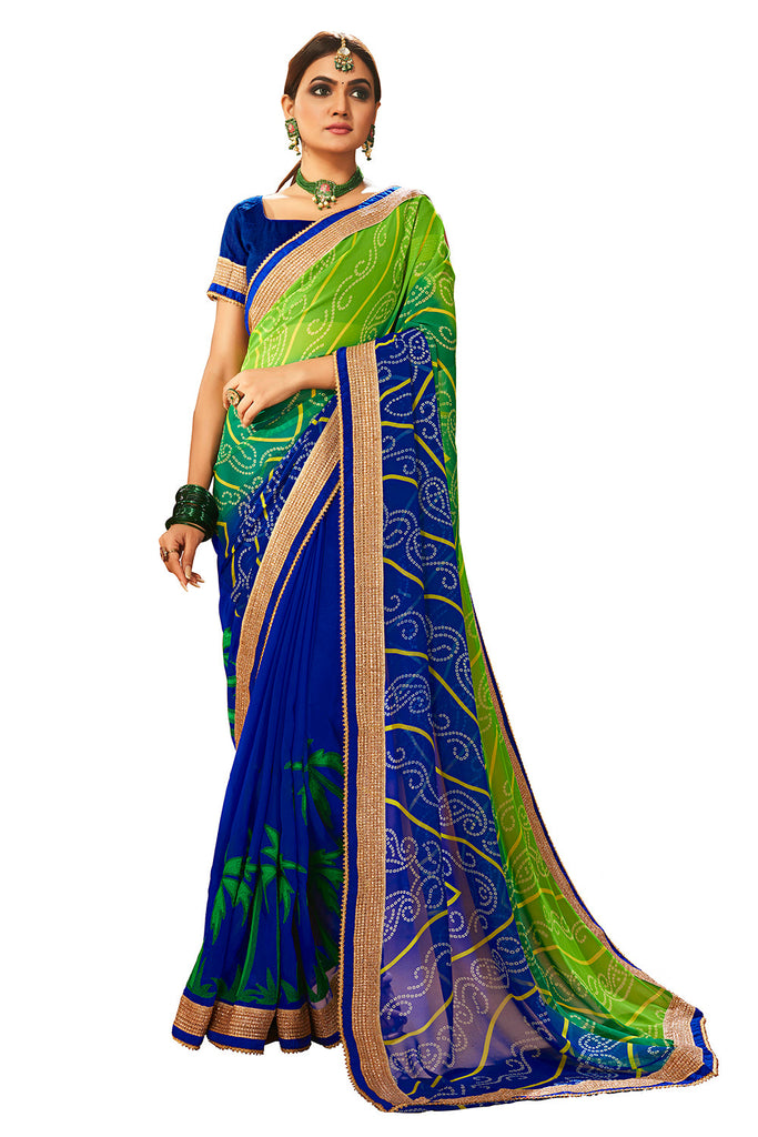 Traditional Ethnicwear Navy Blue Georgette Embroidery Saree
