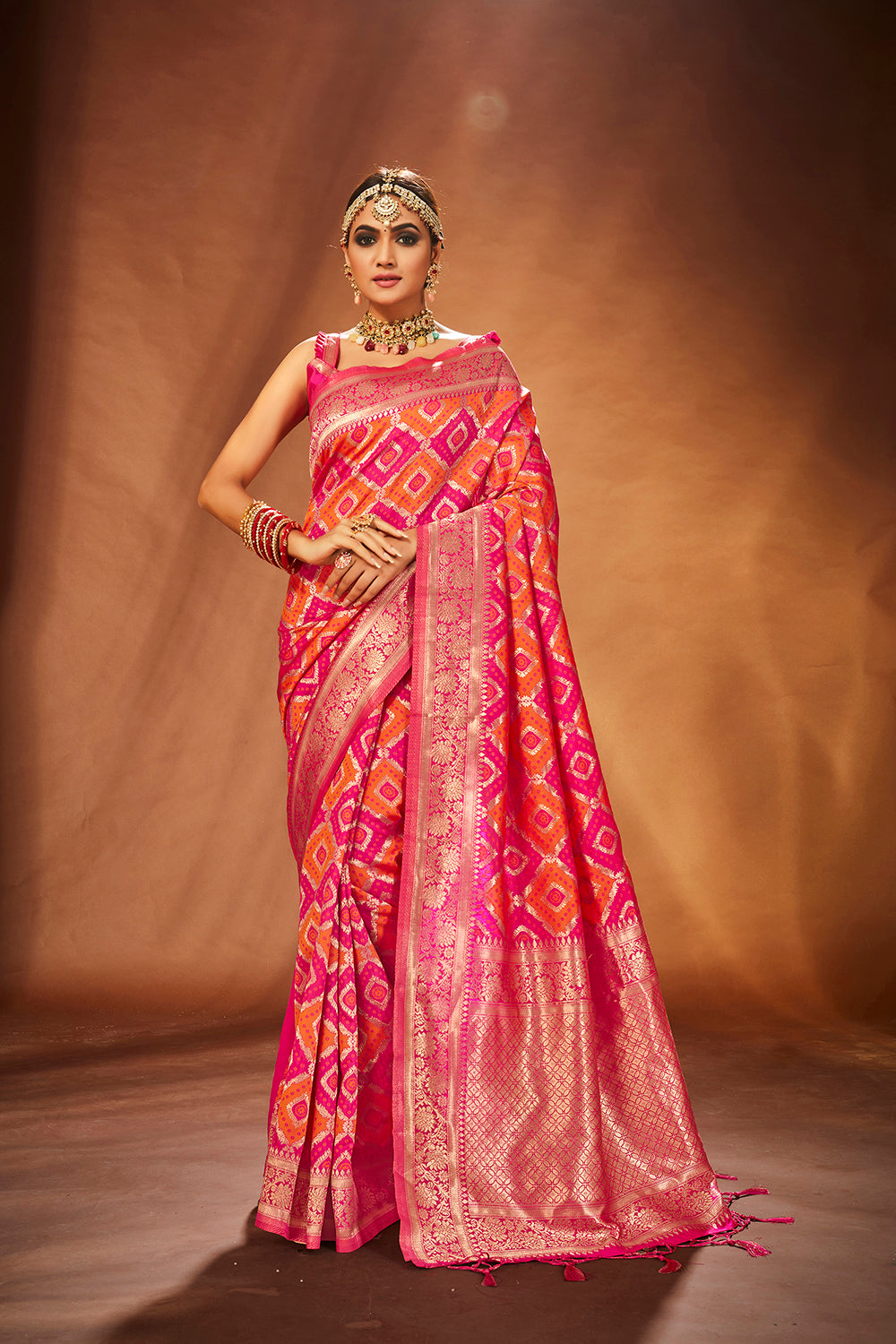 Pink Banarasi Art Silk Woven Saree