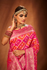 Pink Banarasi Art Silk Woven Saree