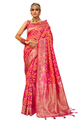 Pink Banarasi Art Silk Woven Saree