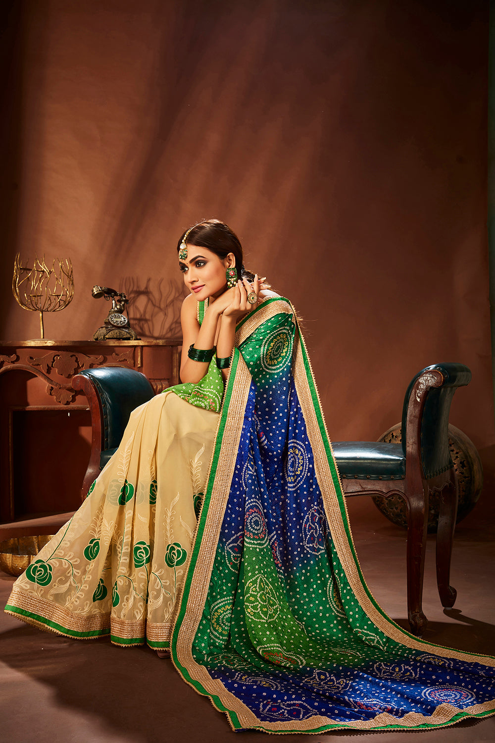 Green Georgette Embroidery Saree