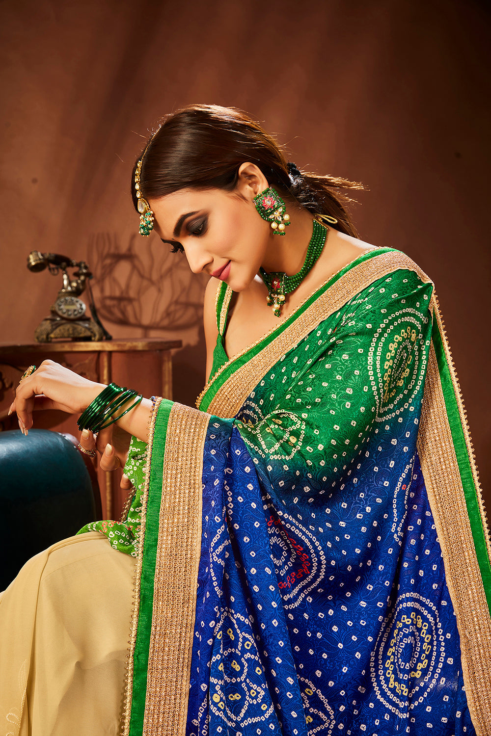 Green Georgette Embroidery Saree