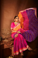 Pink Georgette Embroidery Saree