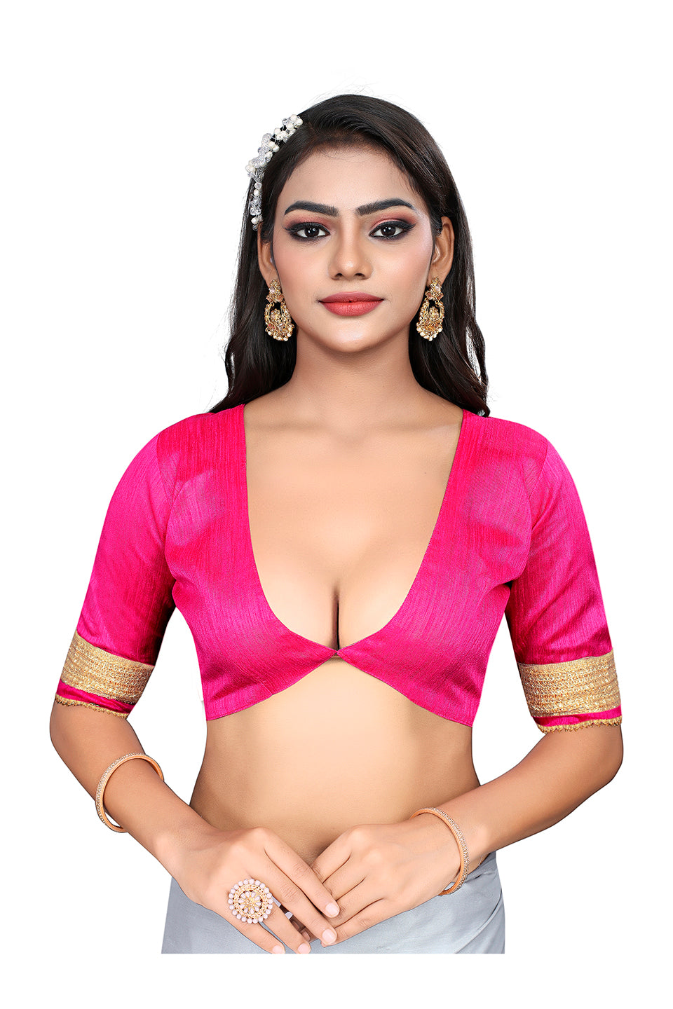 Pink Georgette Embroidery Saree