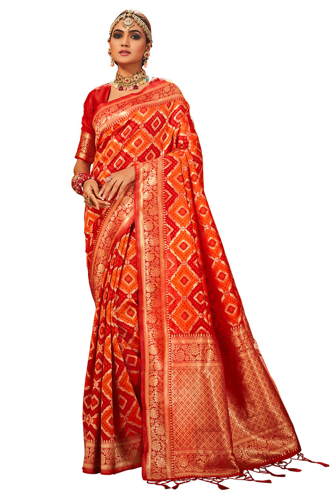 Traditional Ethnicwear Red Banarasi Art Silk Woven Saree