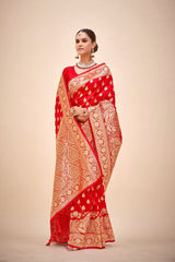 Venetian Red Banarasi Art Silk Woven Saree