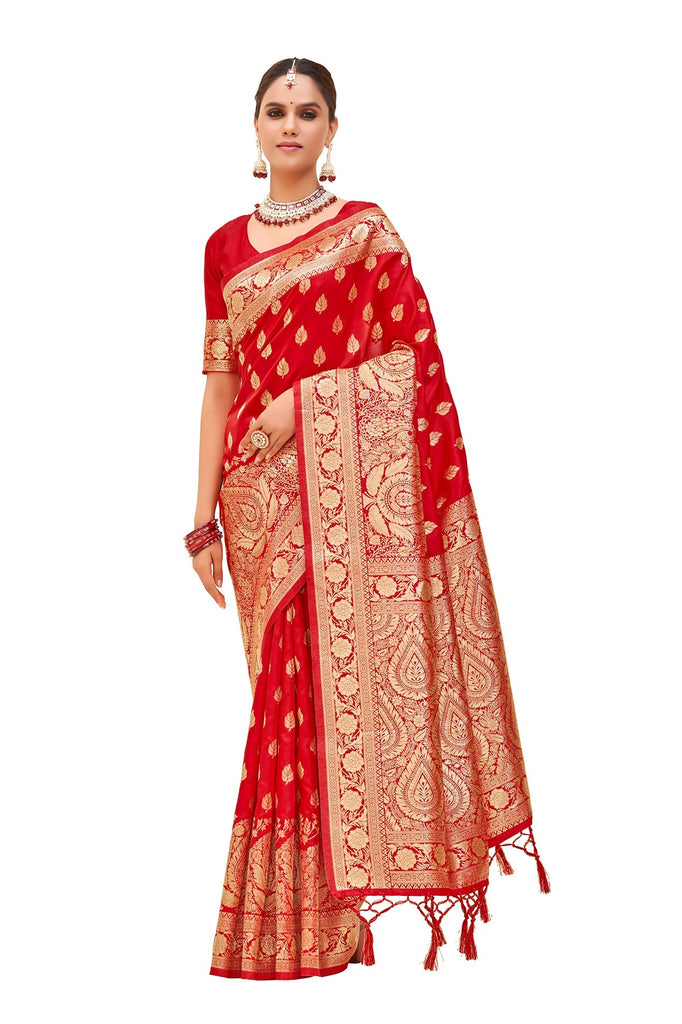 Traditional Ethnicwear Venetian Red Banarasi Art Silk Woven Saree