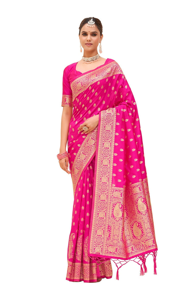 Traditional Ethnicwear Dark Pink Banarasi Art Silk Woven Saree