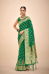 Teal Green Banarasi Art Silk Woven Saree