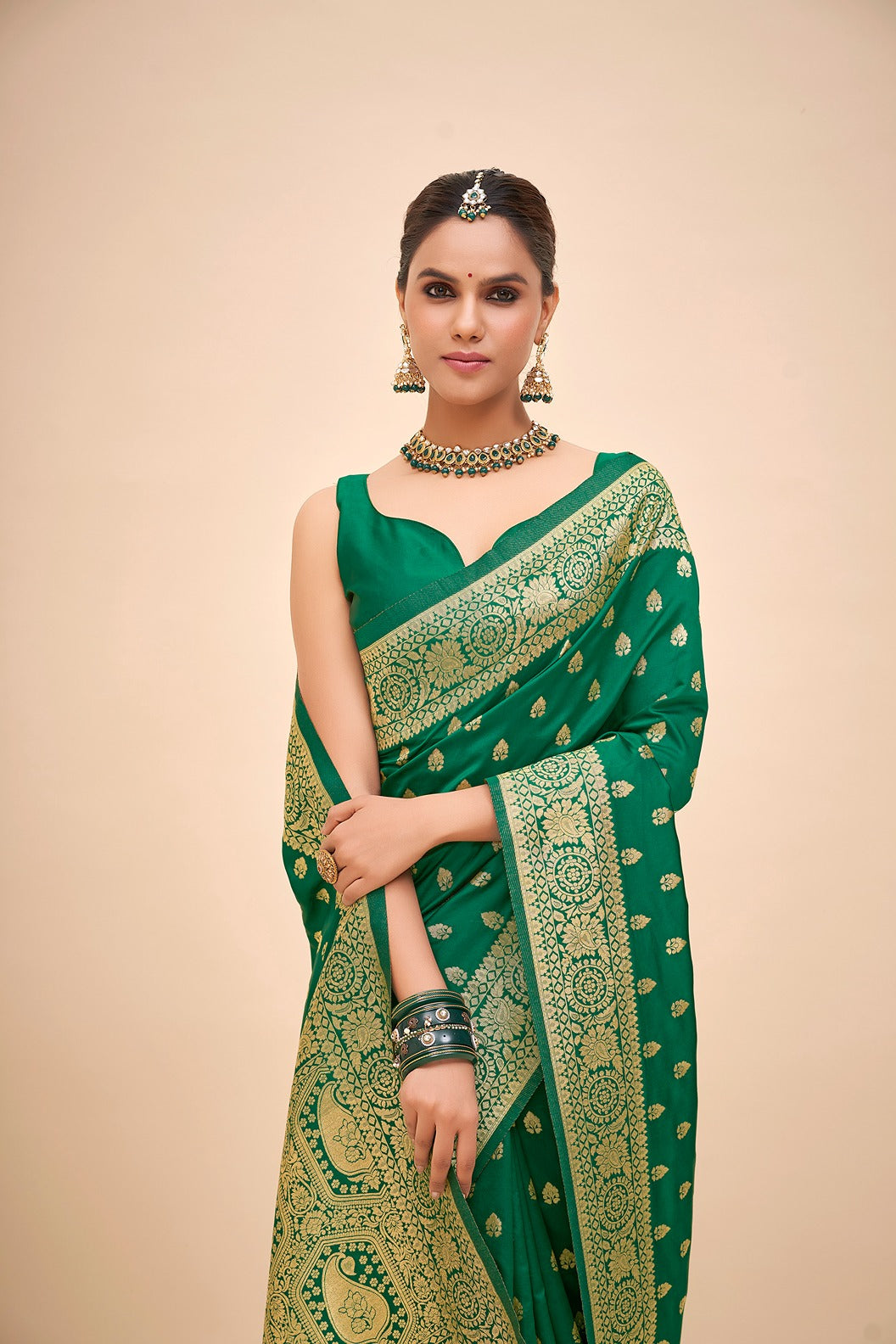 Teal Green Banarasi Art Silk Woven Saree