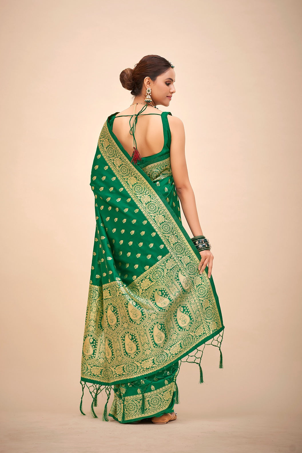 Teal Green Banarasi Art Silk Woven Saree