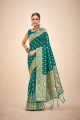 Sea Green Banarasi Art Silk Woven Saree