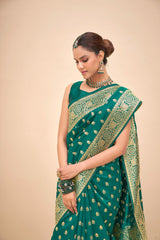 Sea Green Banarasi Art Silk Woven Saree