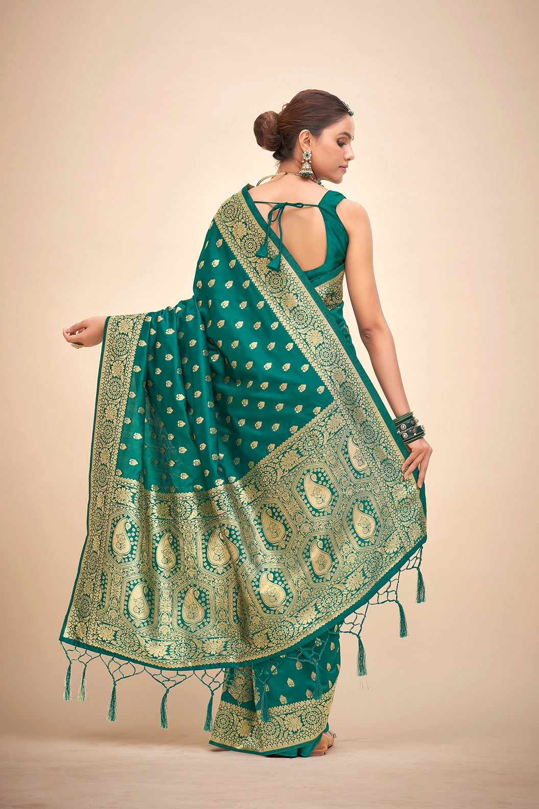 Sea Green Banarasi Art Silk Woven Saree