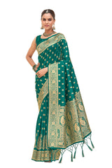 Sea Green Banarasi Art Silk Woven Saree