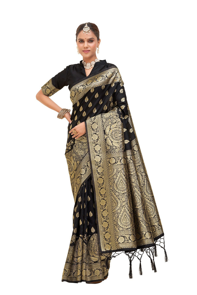 Traditional Ethnicwear Black Banarasi Art Silk Woven Saree