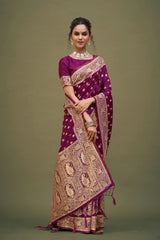 Magenta Banarasi Art Silk Woven Saree