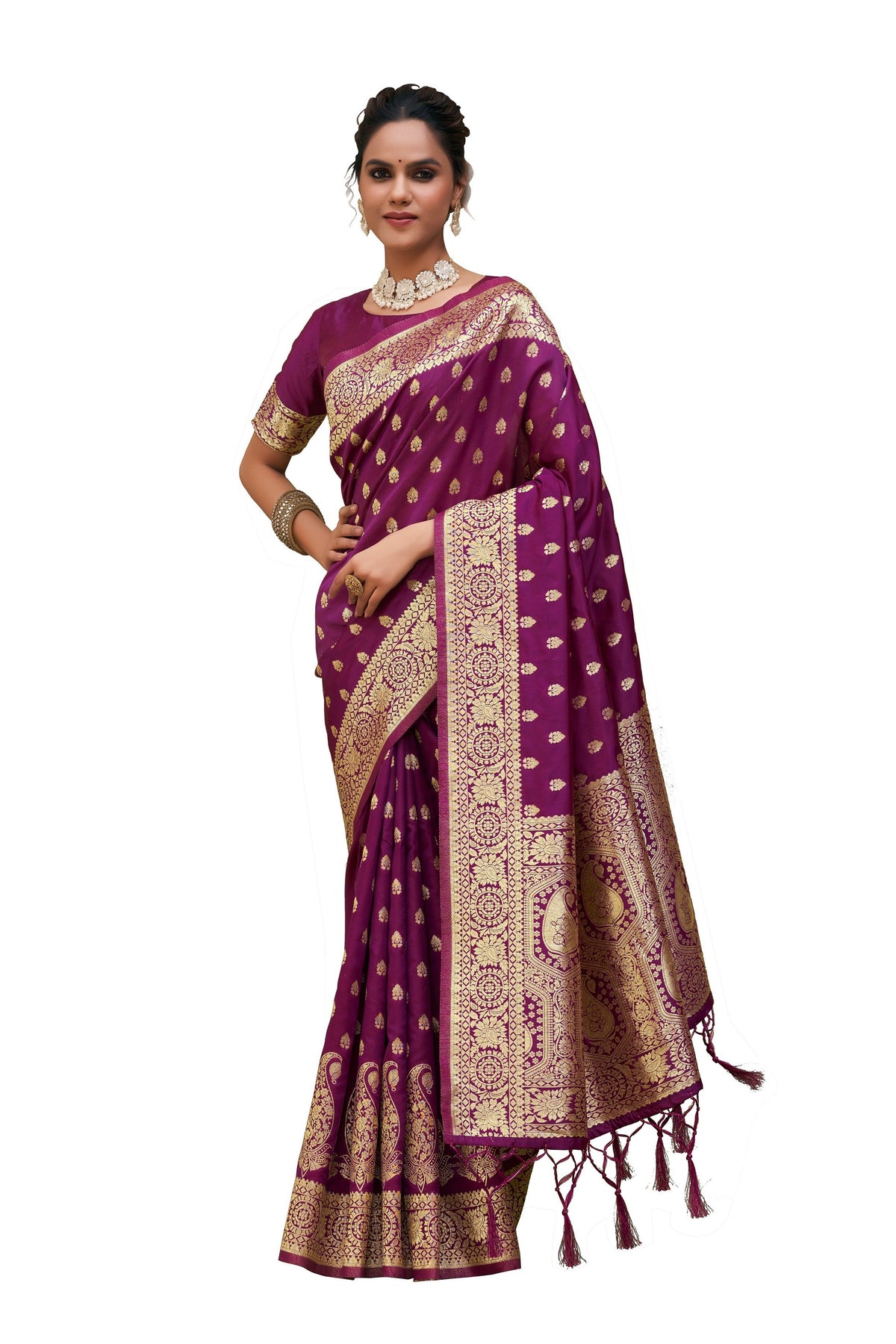 Magenta Banarasi Art Silk Woven Saree