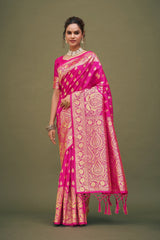 Pink Lemonade Banarasi Art Silk Woven Saree