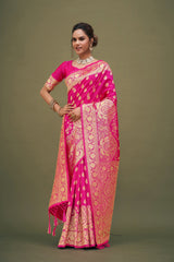 Pink Lemonade Banarasi Art Silk Woven Saree