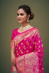 Pink Lemonade Banarasi Art Silk Woven Saree