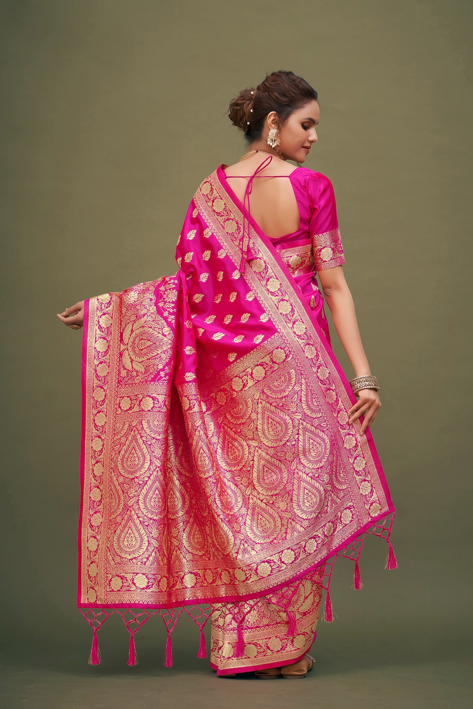 Pink Lemonade Banarasi Art Silk Woven Saree