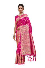 Pink Lemonade Banarasi Art Silk Woven Saree