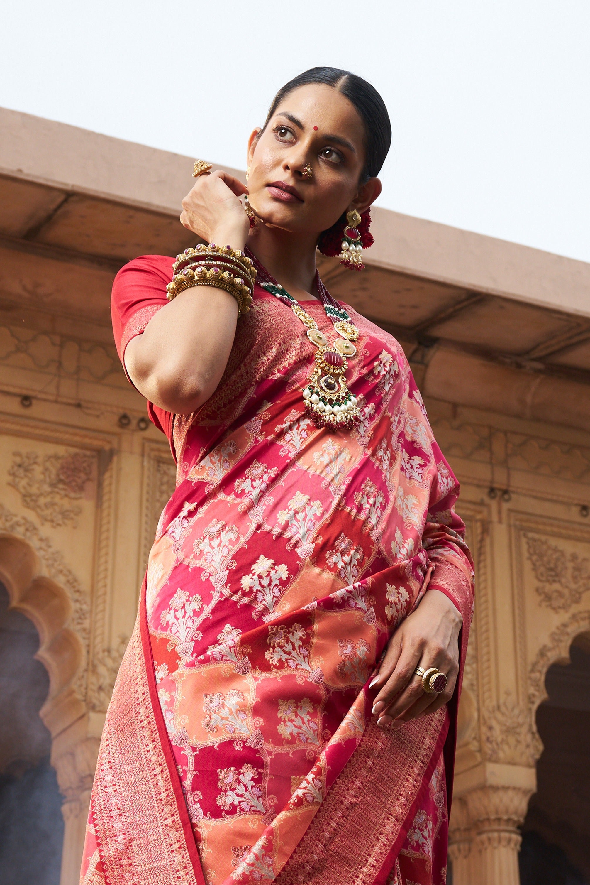 Light Salmon Pink Cotton Silk Woven Saree