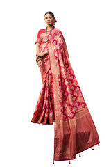 Light Salmon Pink Cotton Silk Woven Saree