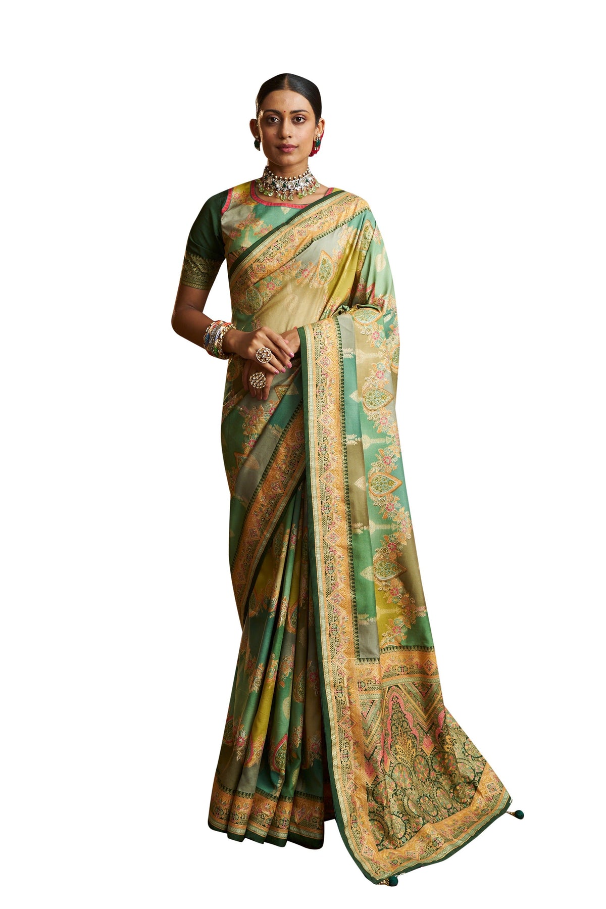 Sea Green Cotton Silk Woven Saree