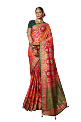 Coral Pink Cotton Silk Woven Saree