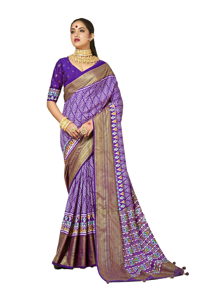 Traditional Ethnicwear Dark Pastel Purple Cotton Silk Printed Saree