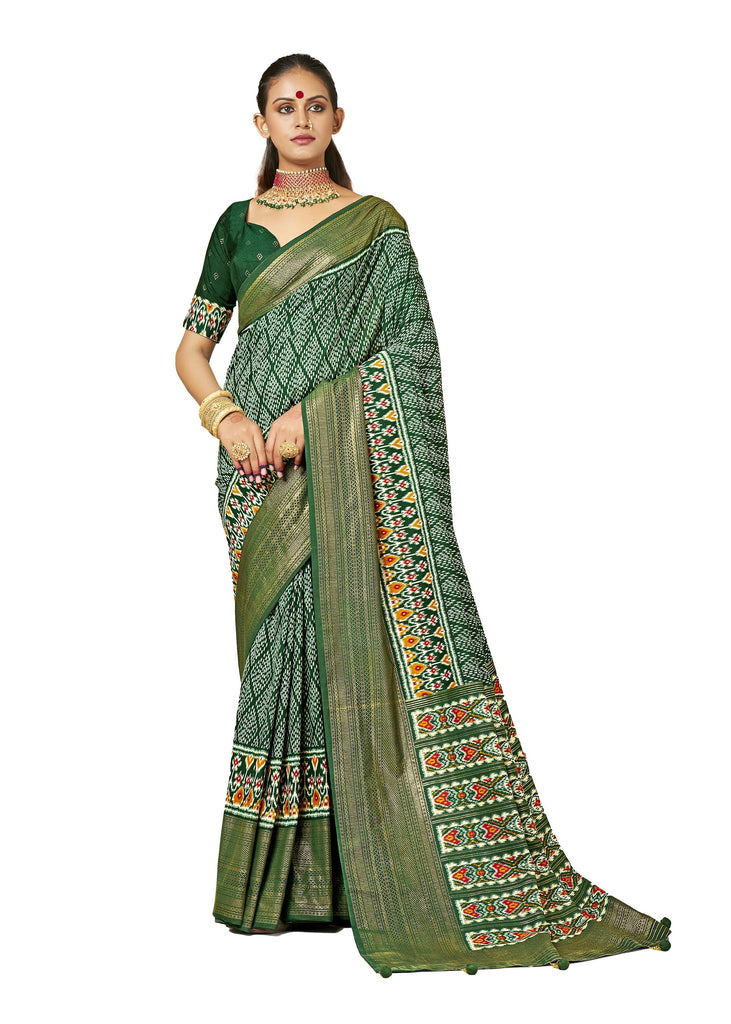 Traditional Ethnicwear Lunar Green Cotton Silk Printed Saree