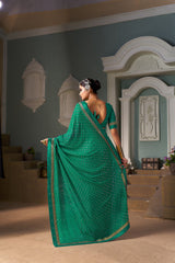 Sea Green Chiffon Paisley Print Saree