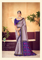 Lavender Cotton Silk Abstract Print Saree