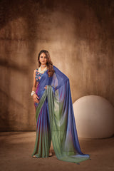 Multi Satin Chiffon Stone Work Saree