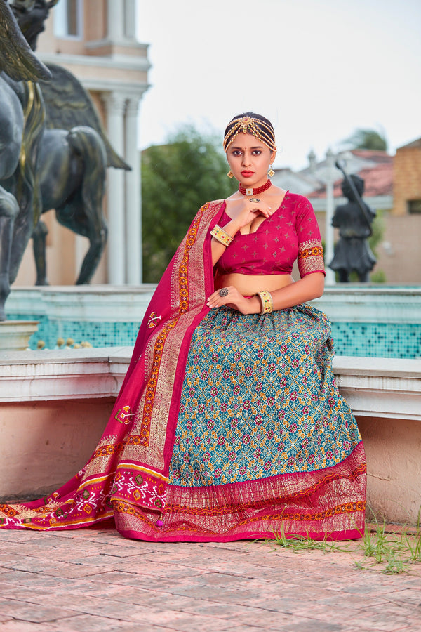 Sea Green Readymade Indian Cotton Silk Lehenga Choli Set for Women With Designer Blouse and Dupatta For Wedding
