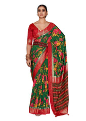 Sherwood Green Cotton Silk Floral Print Saree